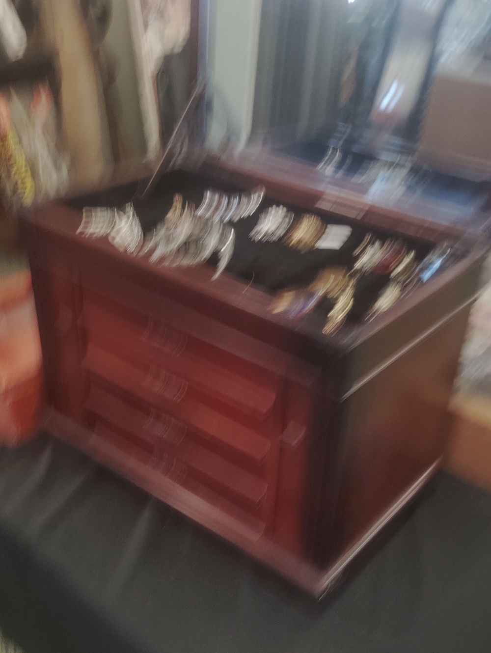 Wood Jewelry Box Organizer in Dark Brown - Classic Storage Chest
